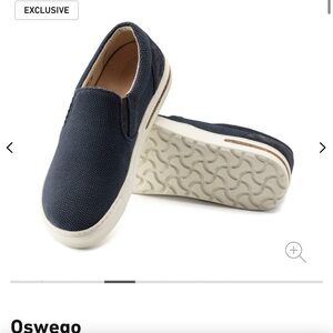 Birkenstock Oswego Canvas Suede Navy Slip On Comfort Shoes size 42
